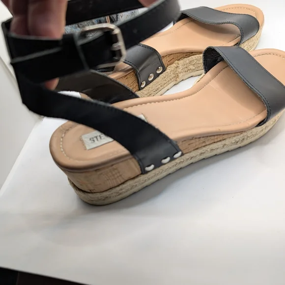 Steve Madden Black Leather Espradrilles - Picture 5 of 8